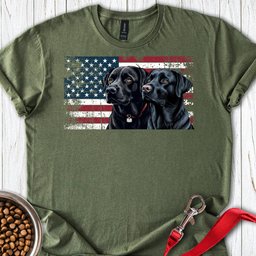 Two Black Labs USA T Shirt Gift For Dog Lover