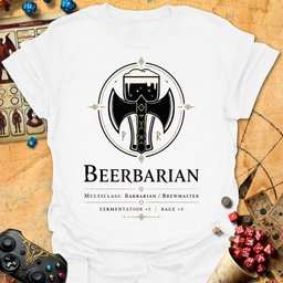 Beerbarian Stats Tee Gift For Tabletop Gamer