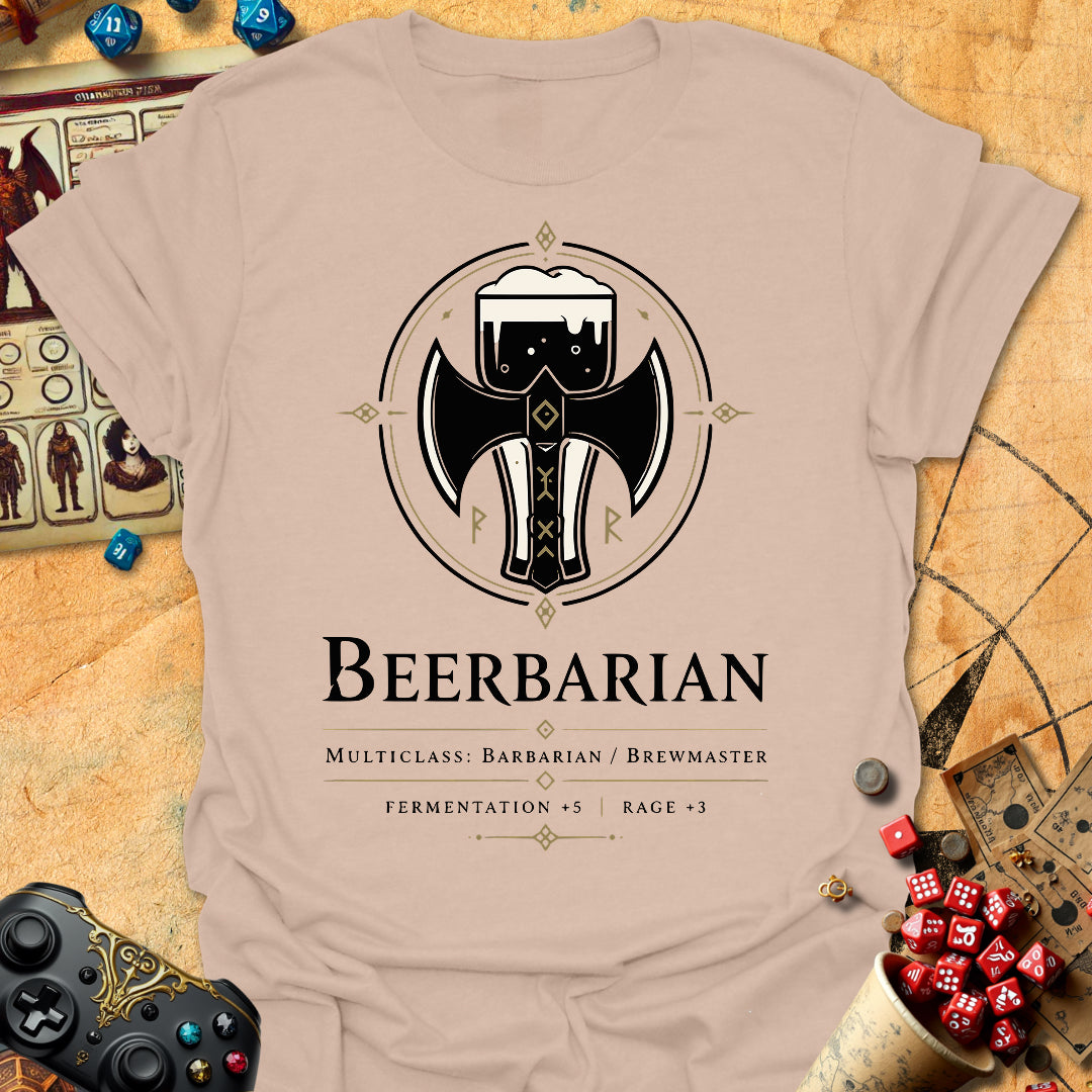 Beerbarian Stats Tee Gift For Tabletop Gamer