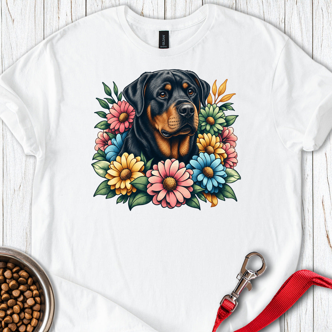 Rottweiler Flower Wreath T Shirt Gift For Dog Lover