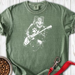 Shetland Sheepdog Guitar Premium Tee Gift For Dog Lover