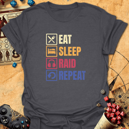 Eat Sleep Raid Tee Gift For Tabletop Gamer