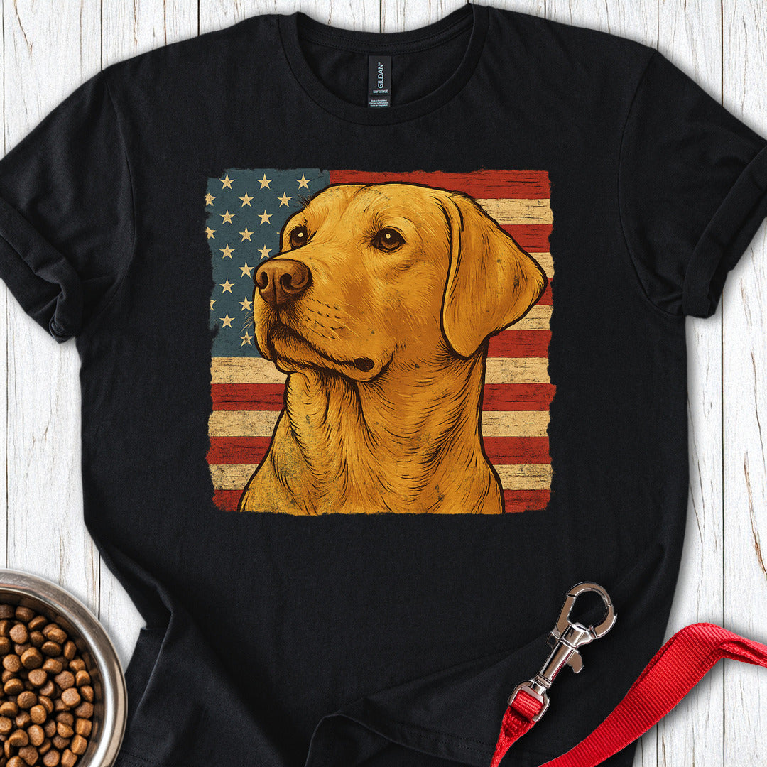 Yellow Labrador USA Flag T Shirt Gift For Dog Lover