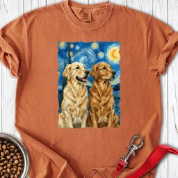 Two Golden Retrievers Van Gogh Premium Tee Gift For Dog Lover