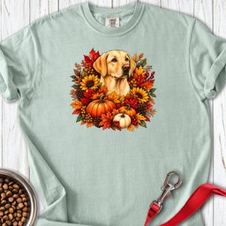 Yellow Labrador Fall Wreath Premium Tee Gift For Dog Lover