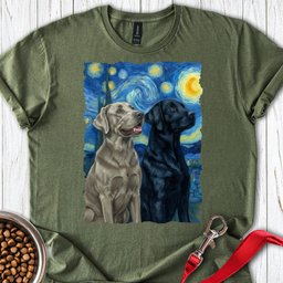 Silver And Black Lab Starry Night T Shirt Gift For Dog Lover