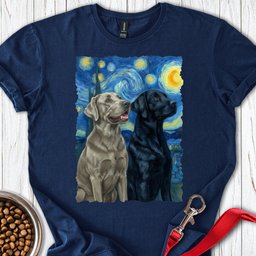 Silver And Black Lab Starry Night T Shirt Gift For Dog Lover