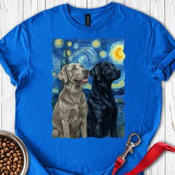 Silver And Black Lab Starry Night T Shirt Gift For Dog Lover