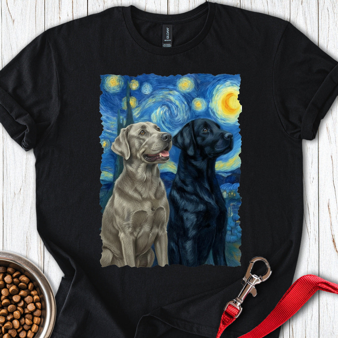 Silver And Black Lab Starry Night T Shirt Gift For Dog Lover