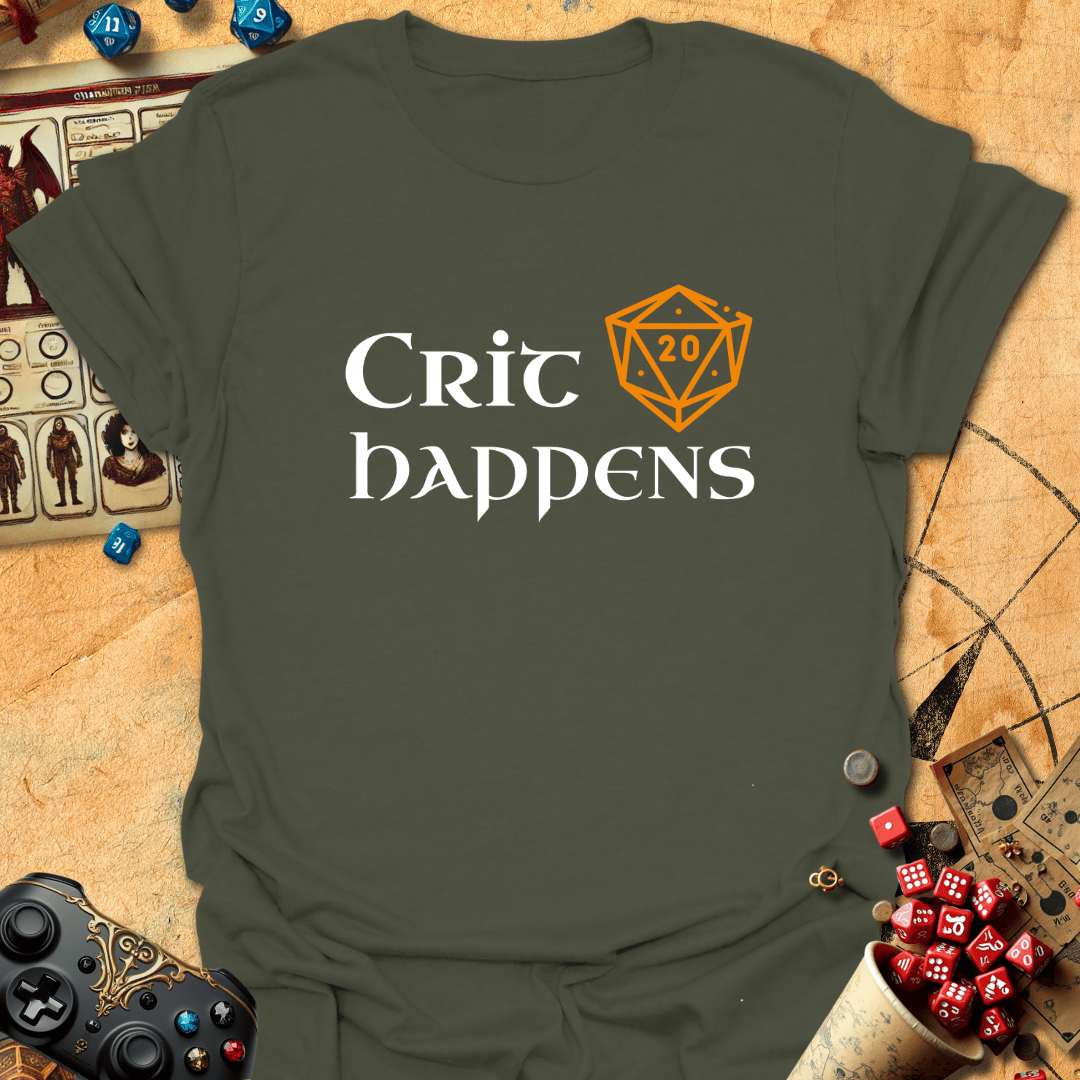 Crit Happens Tee Gift For Tabletop Gamer