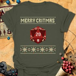 Knitted Merry Critmas Tee Gift For Tabletop Gamer