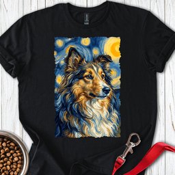 Shetland Sheepdog Van Gogh T Shirt Gift For Dog Lover