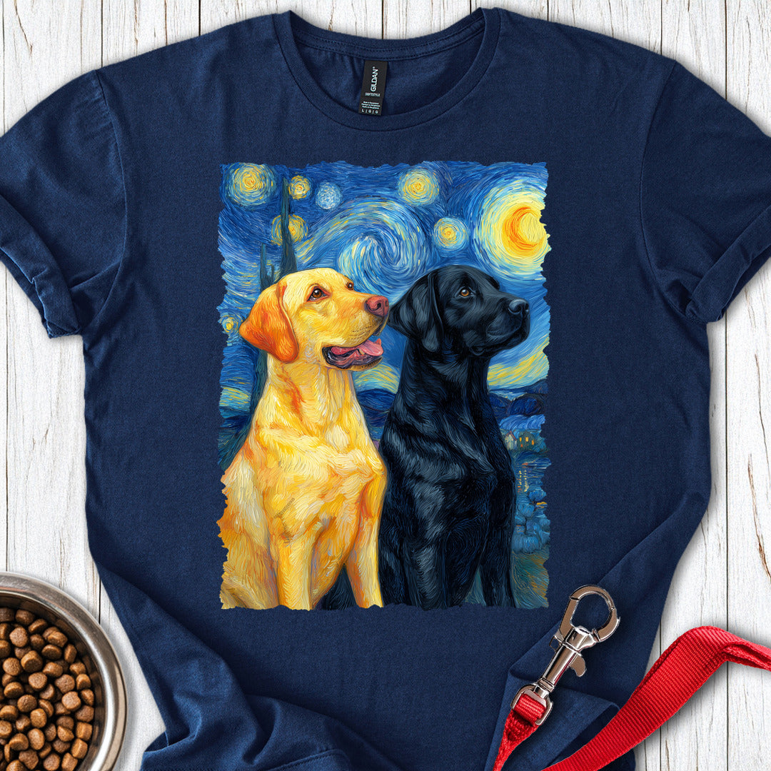 Yellow And Black Lab Van Gogh T Shirt Gift For Dog Lover