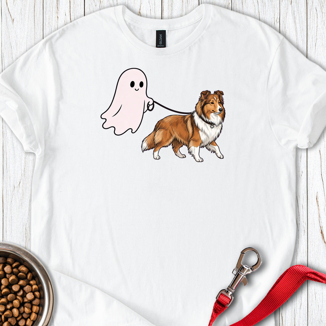 Shetland Sheepdog Ghost Walk T Shirt Gift For Dog Lover