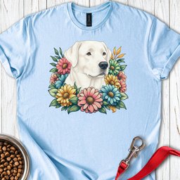 White Labrador Flower T Shirt Gift For Dog Lover