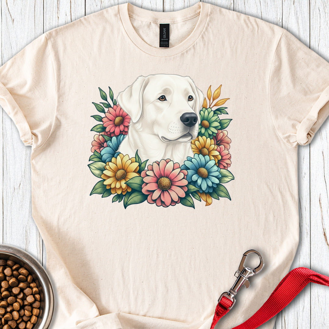 White Labrador Flower T Shirt Gift For Dog Lover