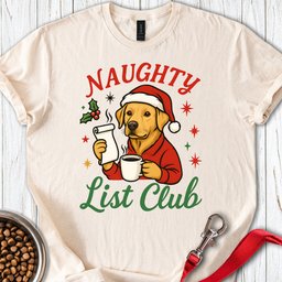 Yellow Lab Naughty List Club T Shirt Gift For Dog Lover