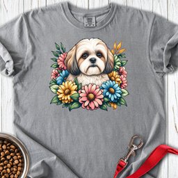 Shih Tzu Flower Wreath Premium Tee Gift For Dog Lover