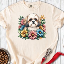 Shih Tzu Flower Wreath Premium Tee Gift For Dog Lover