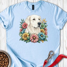 White Golden Retriever Flower T Shirt Gift For Dog Lover
