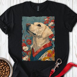 Yellow Labrador Japanese Art T Shirt Gift For Dog Lover