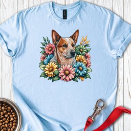 Red Heeler Floral T Shirt Gift For Dog Lover