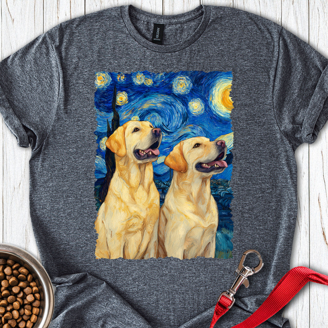 Two Yellow Labradors Van Gogh T Shirt Gift For Dog Lover