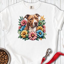 Pitbull Red Nose Flower Wreath Premium Tee Gift For Dog Lover