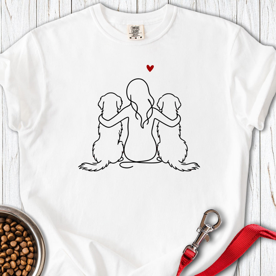 Two Golden Retrievers And Girl Premium Tee Gift For Dog Lover