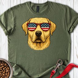 Yellow Labrador USA Glasses T Shirt Gift For Dog Lover