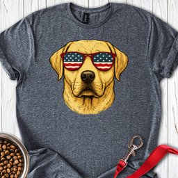 Yellow Labrador USA Glasses T Shirt Gift For Dog Lover