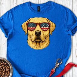 Yellow Labrador USA Glasses T Shirt Gift For Dog Lover