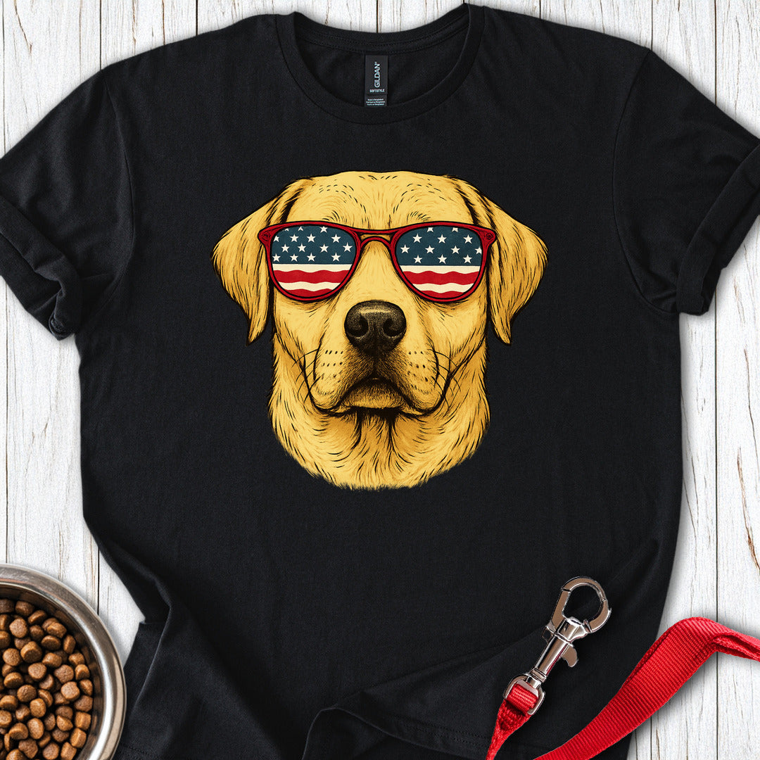 Yellow Labrador USA Glasses T Shirt Gift For Dog Lover