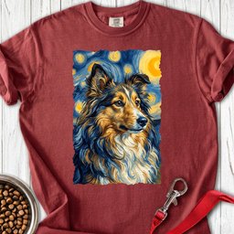 Shetland Sheepdog Van Gogh Premium Tee Gift For Dog Lover