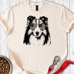 Shetland Sheepdog Flag Shades T Shirt Gift For Dog Lover