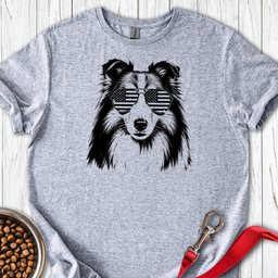 Shetland Sheepdog Flag Shades T Shirt Gift For Dog Lover