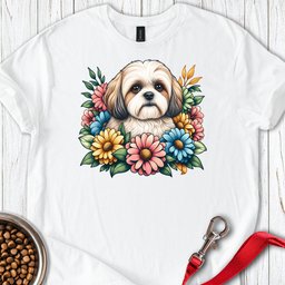 Shih Tzu Flower Wreath T Shirt Gift For Dog Lover