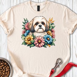Shih Tzu Flower Wreath T Shirt Gift For Dog Lover