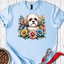Shih Tzu Flower Wreath T Shirt Gift For Dog Lover