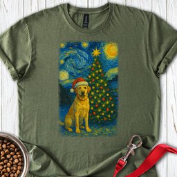 Yellow Labrador Christmas Van Gogh T Shirt Gift For Dog Lover