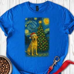 Yellow Labrador Christmas Van Gogh T Shirt Gift For Dog Lover