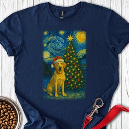 Yellow Labrador Christmas Van Gogh T Shirt Gift For Dog Lover