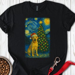 Yellow Labrador Christmas Van Gogh T Shirt Gift For Dog Lover