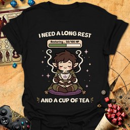 Long Rest And Tea Tee Gift For Tabletop Gamer