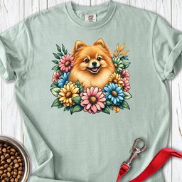 Pomeranian Flower Wreath Premium Tee Gift For Dog Lover