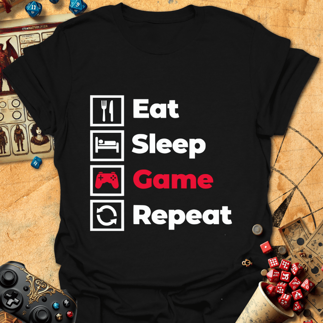 Eat Sleep Game Tee Gift For Tabletop Gamer