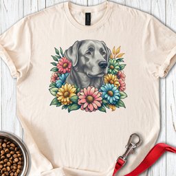 Silver Lab Flower T Shirt Gift For Dog Lover