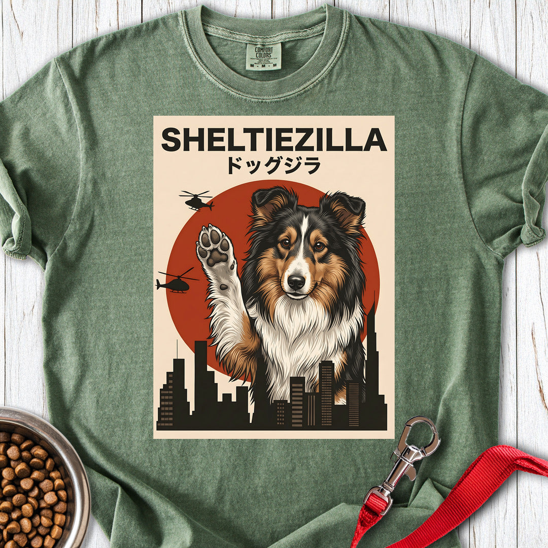 Shetland Sheepdog Sheltiezilla Premium Tee Gift For Dog Lover