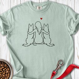 Two German Shepherds And Girl Premium Tee Gift For Dog Lover
