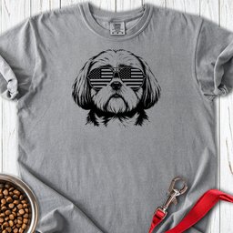 Shih Tzu Flag Shades Premium Tee Gift For Dog Lover